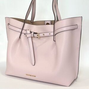 MICHAEL KORS Emilia Large East West Leather Tote Carryall Bag in Powder Blush